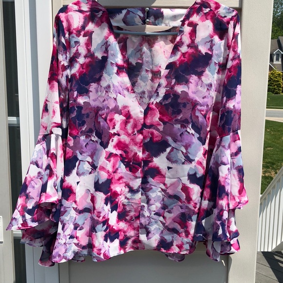 Jennifer Lopez Ruffled Sleeve Blouse M - Picture 2 of 8